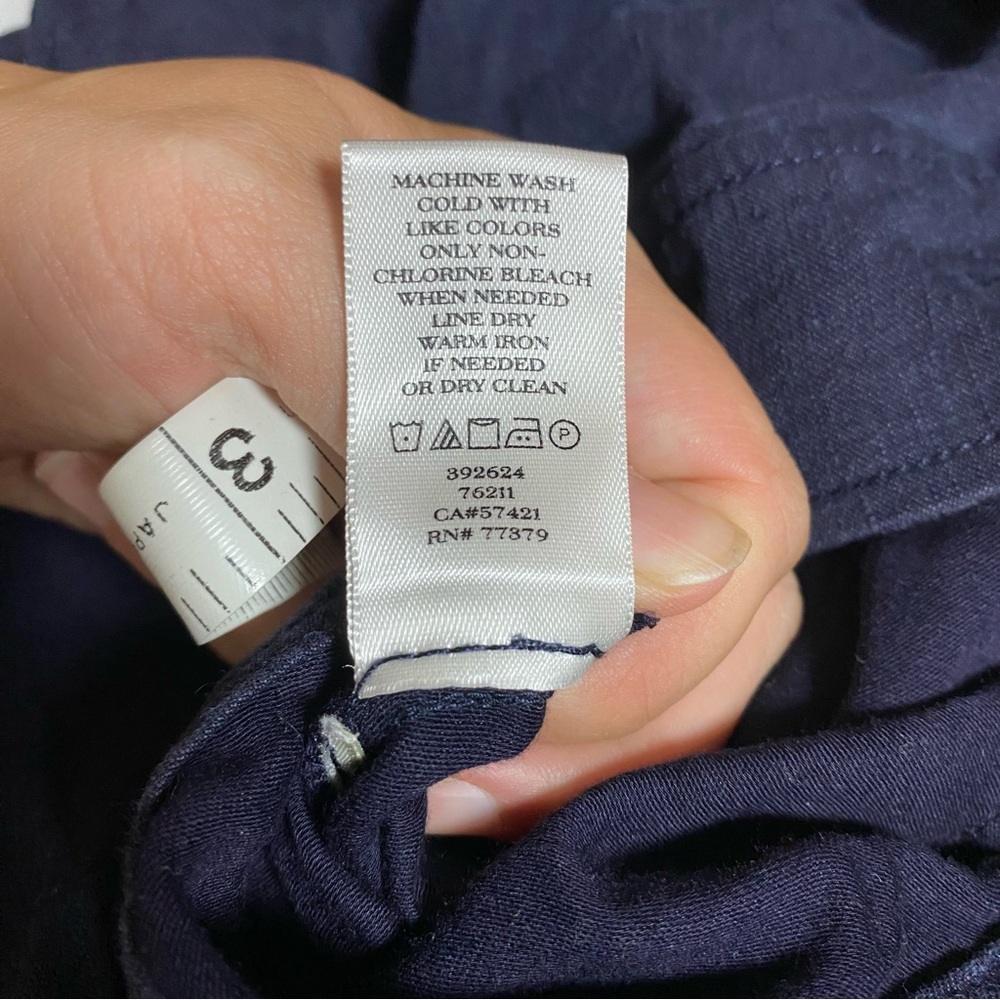 Ann Taylor Linen Blend Navy Blue Jumpsuit Romper 14 Lightweight Cargo Summer - Picture 6 of 16